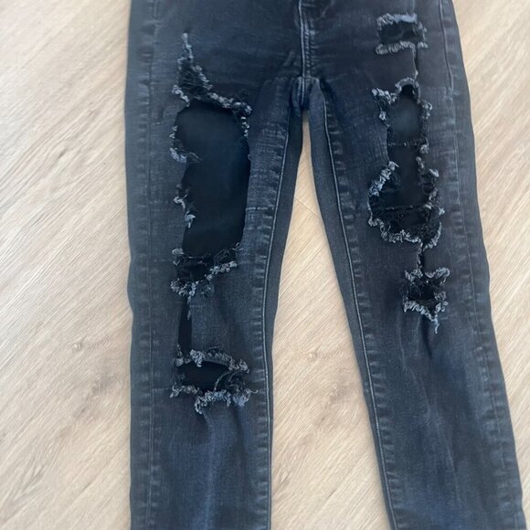 American Eagle Black Distressed High Rise Jegging Women's 0 Regular - Picture 3 of 10
